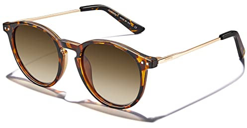 AVAWAY Retro Vintage Polarisierte Sonnenbrille Damen Runde UV400 Schutzbrille mit Leichte Rahmen