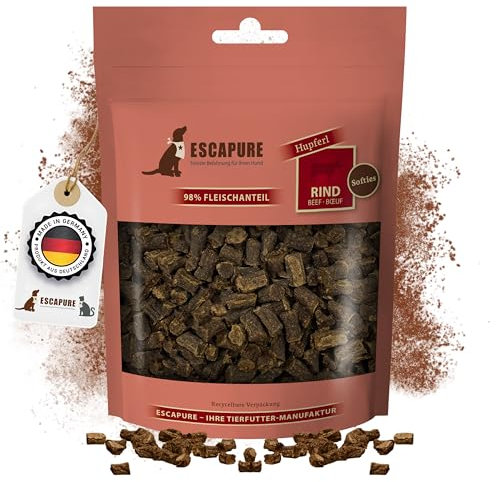 ESCAPURE Softies - Hunde Leckerli aus Rindfleisch in Premium QualitŠt - 98% Muskelfleisch - Softer Protein Trainingssnacks ohne kŸnstliche Zusatzstoffe & Getreide (150g)