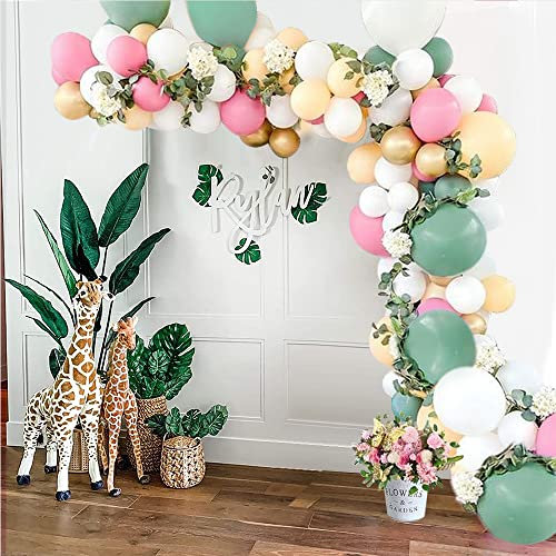 Luftballon Girlande Rosa Grün,Ballon Girlande Pastell Ballongirlande,87 Stück Avocado Grün Rosa Weiß Aprikose Metallischer Goldballon Ballonbogen für Geburtstag Baby Shower Hochzeit Taufe Deko