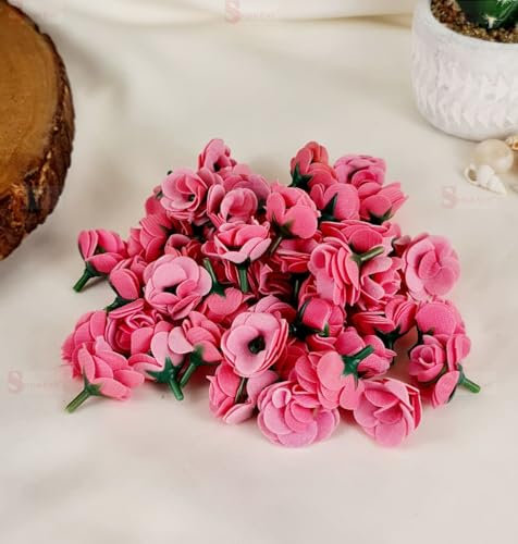 SATYAM KRAFT Kleine schöne künstliche Blumen ohne Stiel, schwimmende Rosen für Dekorationszwecke und DIY, Basteln, Heimdekoration, Festival, Pooja-Raumdekoration, Potpourri, 50 Stück (Hellrosa)