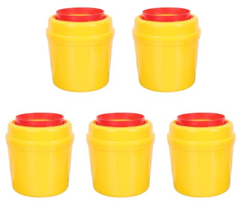 5 Stücke Kanülen Abwurfbehälter Kleine Spritzen Eimer Kanülenabwurfbehälter Kanülenbehälter Entsorgungsbehälter Kanülen Abfallbehälter für Klingen Tatoo Nadeln Box Gelb