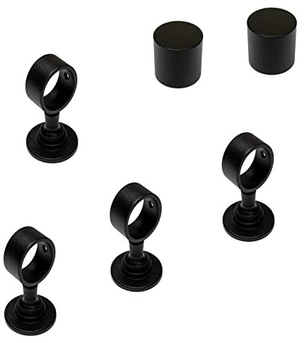 2 Endkappen und 4 Seilträger schwarz matt für 30mm Handlaufseil