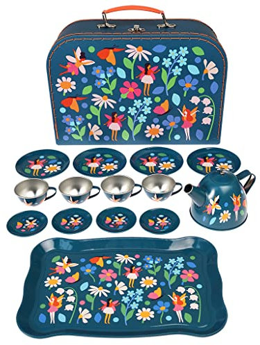 Juego de té de hadas en el jardín