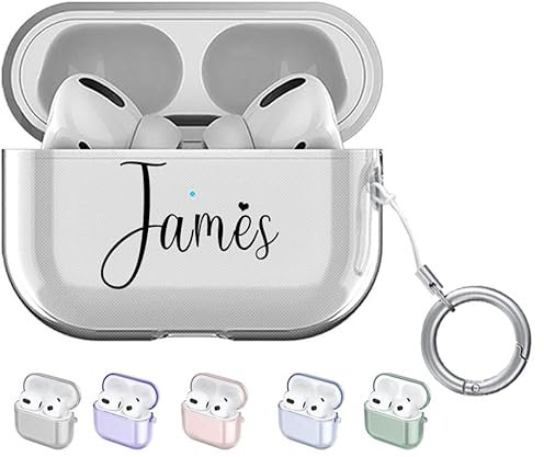 SHUMEI Custom Name AirPods Pro 2 Case for Apple AirPod Pro Second Generation, Personalized Gift Shock Absorption Soft Clear TPU Cover DIY Relief
