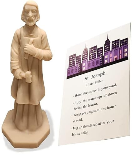 Saint Joseph Statue Massive Josef Figur Home Prayer Komplettset mit Anleitung Karte Haus Schutz, Harz