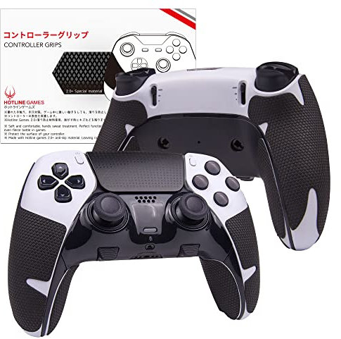 HOTLINEGAMES Poignées de manette compatibles avec PS5 Dualsense Edge, accessoires de manette PlayStation 5, kit de peau, ruban antidérapant, absorbant la transpiration, facile à appliquer (poignées)