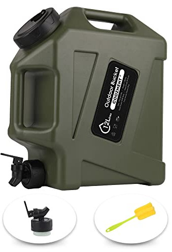 COOZMENT 3.2 Gallon (12L) Portable Water Containers with Spigot, BPA Free Water Jug, Military Green Water Tank, Multifunction Water Storage Containers for Camping Outdoor Hiking,Emergency Stroage
