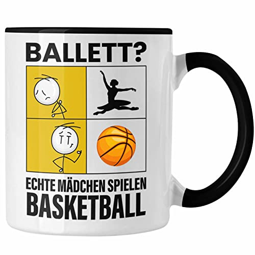 Trendation - Basketball Mädchen Tasse Sport Geschenk Frauen Echte Mädchen Spielen Basketball-Spielerin (Schwarz)