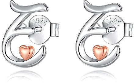 CELESTIA Initiale Lettre E Boucle d Oreille Femme Argent Clou Boucle d Oreille Adolescente Fille Argent 925 Bijoux Idee Cadeau Ado Fille 14 Ans