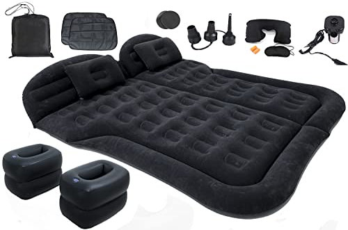 Icelus Colchón De Aire para Cama del Asiento Trasero del Coche y SUV - Bomba Inflable Universal para Dormir en el Camping y en Viajes