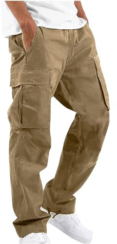 YAOHUOLE Pantalon De Travail Décontractée Cordon De Serrage Grande Taille Kaki XL
