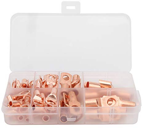 60 Stück Kupfer Ringkabelschuhe Batteriekabelschuhe Kabelschuhe Batteriekabelenden Kupferösen Anschlussklemmen Elektrische Drahtkabel Crimp-Stecker