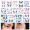 14 Blatt Schmetterlings Tattoos, Wasserfest Feenflügel Gesicht Glitzer Temporäre Tattoos Körperkunst Gesichtstatoo Aufkleber für Frauen Mädchen Festival Cosplay Augen Gesichts-Make-up