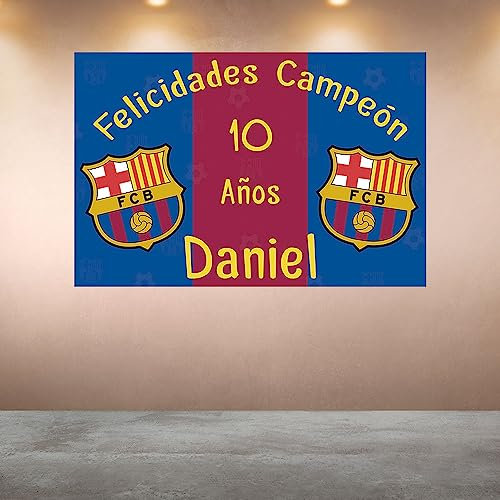 Cartel pancarta Decoración Cumpleaños Personalizada F.C. Barcelona H fondo mesa personalizado