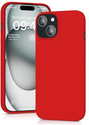YATWIN Silicone Case for iPhone 15, Soft-Touch, Shockproof, DustProof, Antiskid Full Body Armour Phone Cover for Apple iPhone 15 - Red