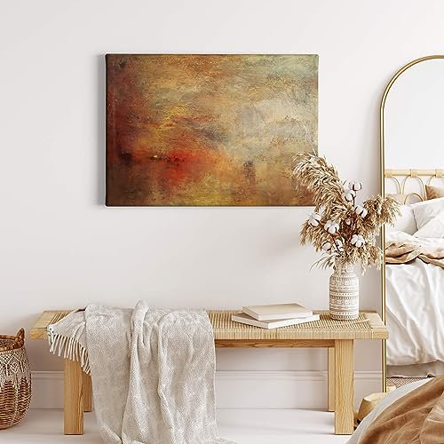 A.S. Création Leinwandbild Kunstwerk Sonnenuntergang - Kunstdruck braun beige - 70x50 cm Querformat - moderne Wanddekoration Schlafzimmer Wohnzimmer Küche - Bild auf Keilrahmen