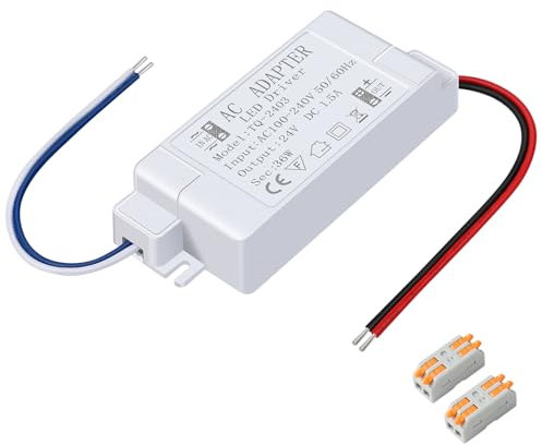Karyoosi Transformateur LED 24V 36W 1.5A, Transfo 220V 24V, LED Driver AC à DC Alimentation Basse Tension, pour Ampoule MR16 G4 MR11 GU5.3, et pilots