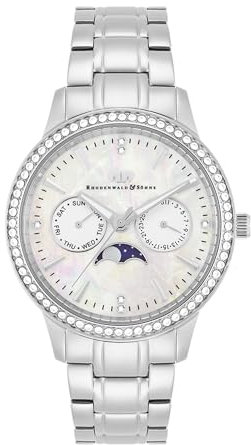 Rhodenwald & Söhne Damen Uhr analog Quarz Multifunktion(en) mit Edelstahl Armband Silber Verziert mit Kristallen 10010436