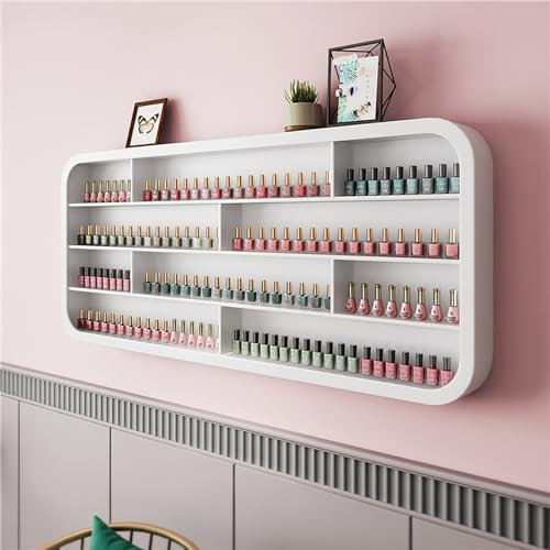 Wandregal, Nagellack Flaschenregal, HäNgendes Holzregal FüR äTherische öLe Und ParfüM, Regal FüR äTherische öLe Im Nagelstudio, Multifunktionsregal,Weiß,100cm