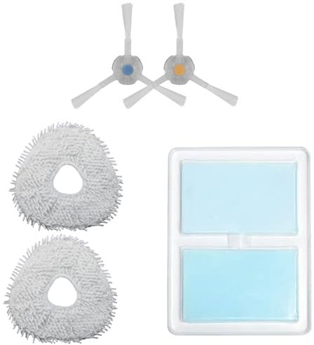 DrAer Replacement Parts - Replenishment Kit Compatible with Narwal T10 Robtic Vacuum Cleaner Robot 2 Side Brushes, 2 Microfiber Mop Pads, 60 Detergent Sheets