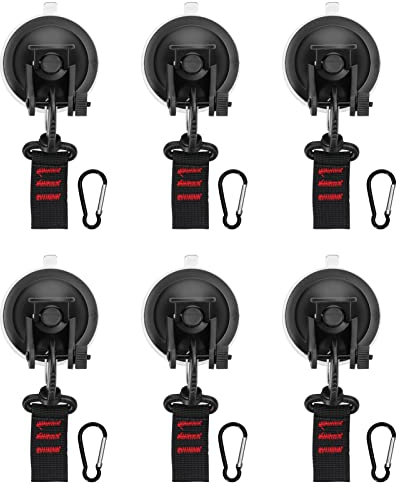 Gecheer Lot de 6 ancres à ventouse avec crochets de fixation, support de voiture, tentes, outil de fixation, tentes de toit de voiture, ancrage à ventouse multifonction pour auvents latéraux de