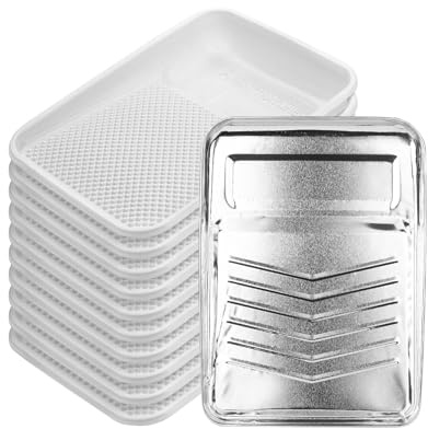 Bates 9 Inch Paint Tray with 10 Plastic Liners - Disposable Paint Roller Trays for Walls