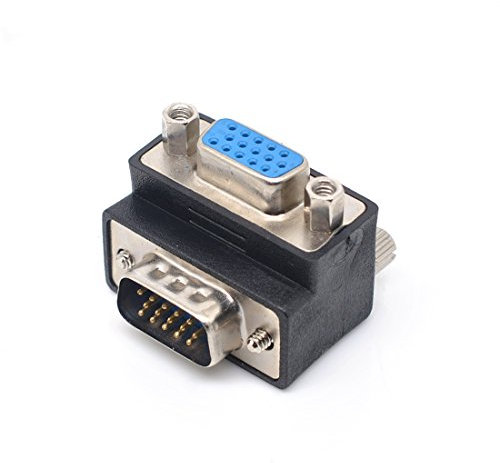 GANASOME DB15 Right Angle Female VGA to Male VGA Cable Adapter - 90 Degree Connector