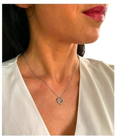 NataschaWoge® Mini Herz Halskette Damen Edelstahl – filigrane Kette 43 cm mit kleinem beweglichem Herz Anhänger – in Gold oder Silber – wasserfest & nickelfrei – Geschenkidee