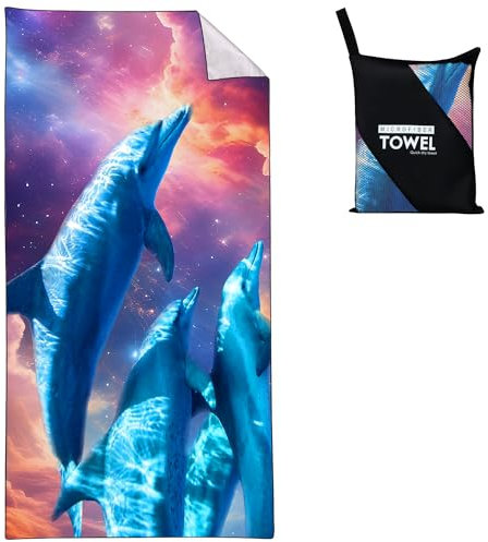 Violetpos Delphin Strandtuch 90x180 cm Schnell Trocknende Badetuch Sandfrei Handtuch Galaktischer Strandhandtuch Nebel Strandtücher Groß Badehandtuch Tragbares Handtücher Leichtes und Dünnes Tiere