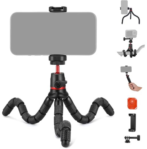 NEEWER Basic Tripod for iPhone With Remote, Action Camera Adapter, Phone Holder - Mini Flexible Stand Compatible With GoPro Samsung DSLR Webcam for Vlog, Video Recording, T72