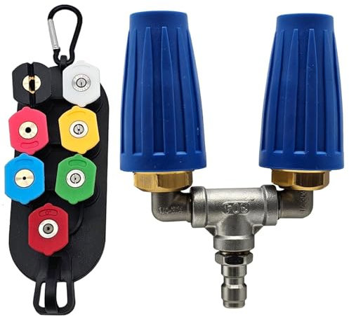 Dual Turbo Nozzle Pressure Washer,360°Rotating Turbo Nozzle,For Power Washer with 1/4 Quick Connectorand and 7pcs Pressure Washer Tips,Pressure Washer Tips Accessories 4000 PSI 4-6 GPM (blue)