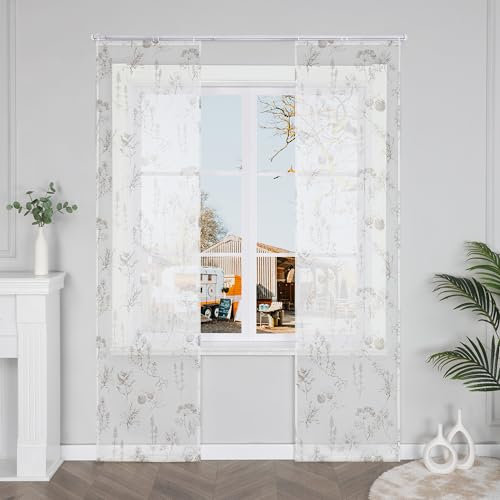 Yujiao Mao Schiebevorhang Schiene Flächenvorhänge mit Klettband raumteiler Schiebegardine für Wohnzimmer Tür 2er,Sand BxH 57x175cm
