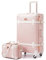 Urecity Koffer Vintage mit 4 Rollen Trolley Koffer Reisekoffer Leicht Retro Hartschalen Koffer 2-Teilig mit 12 Zoll Kleines Köfferchen (Elegantes Rosa, S(12)+L(26))