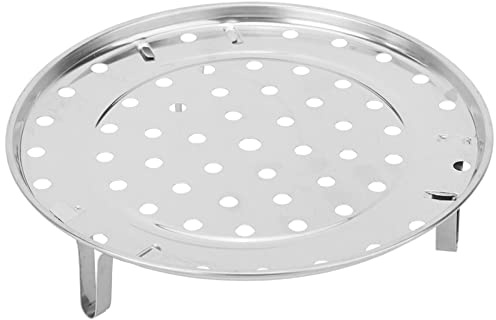 Glomora Cooking Tray Round,Stainless Steel Steam Rack, Round Steaming Tray Insert for Pots Pans Crock Pots with Supporting Feet Steam Holder (Medium diameter 24cm)