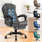 ALFORDSON Ergonomischer Bürostuhl mit Massagefunktion, Fußstütze und 150°-Neigung, Samt-Chefsessel mit SGS-Gasdruckfeder, drehbarer Gaming-Stuhl für Computer-, Leder, Gray