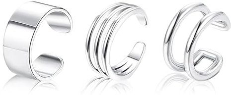 3 pcs Ear Cuffs Set Non Piercing, Spiral Cartilage Clip Earring, Silver Adjustable Clip On Earring Fake Earrings Cartilage Helix Wrap Earrings Set Cuffs Earrings for Women Men 3 Various Styles
