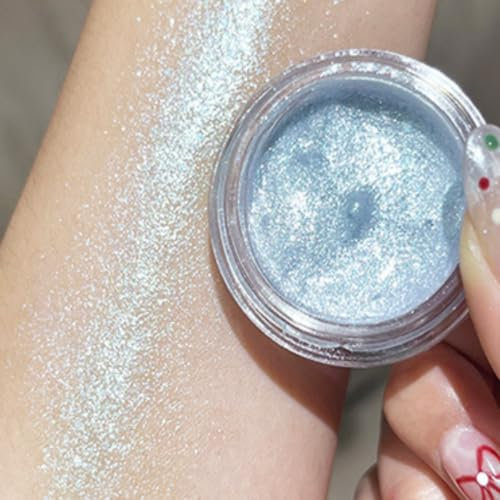 KARLOR Flüssig Augen Highlighter Glitzer,cremig blau Glitzer Lidschatten Schimmer Gesicht Highlighter Makeup Schimmer Glitzer strahlender Gel-Lidschatten cremige Glitter liquid Highlighter Gel(04#)