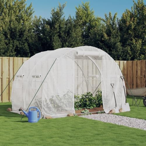 Iiaky Serre avec Cadre en Acier Blanc 6 m² 3x2x2 m,Carport Abri Voiture,Serre Tunnel