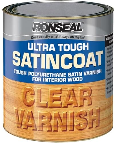 AMK® Ronseal Ultra Tough Varnish SatinCoat 250ml Satin Clear Strong Polyurethane for Interior Wood Durable and Resistant to Heat Water & Scratches