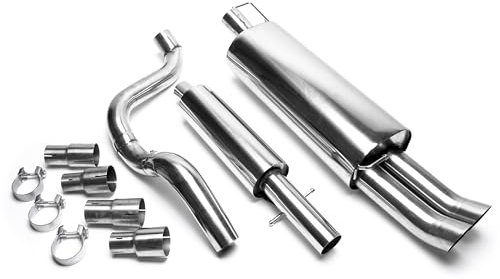 TA Technix Sportauspuffanlage aus Edelstahl mit Endrohr 2x76mm DTM rund scharf, mit EG Zulassung, Art.-Nr. EVOG4AED76