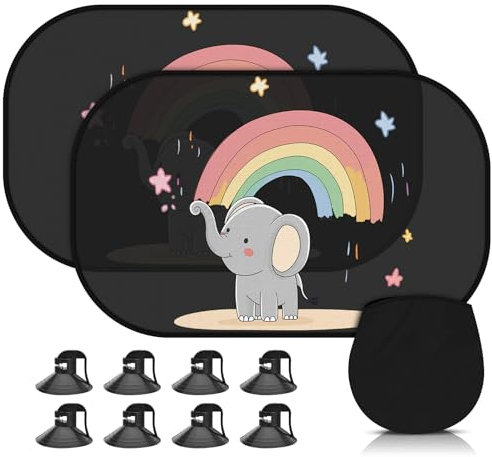 Cirulli Pare-Soleil Voiture Bébé avec Protection UV,Pare-Soleil Auto 51 * 31 cm,Film Solaire Auto avec Motifs d'éléphants Mignons,Protection Solaire pour fenêtre de Voiture pour Enfants-2 pièces