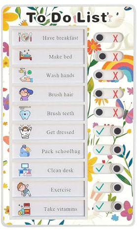 Checklisten-Tafel Aufgabenliste zum Aufkleben, wiederverwendbares Memoboard für Kinder,Aufgabenplaner Kinder, Aufgabenliste für Kinder (Flower)(Die blumen)