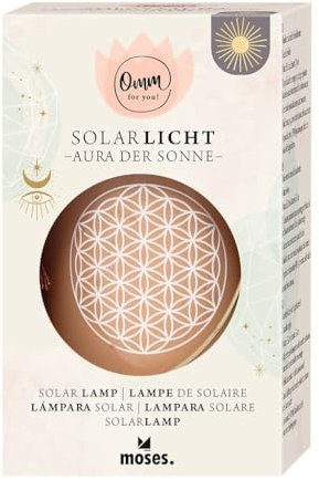 moses. Omm for you Solarlicht, Lichtglas, 14 cm, lädt automatisch durch Sonnenlicht, mit Einschaltfunktion bei Dämmerung, aus Glas, Solarpanel im Schraubdeckel integriert, mit warmweißem Licht