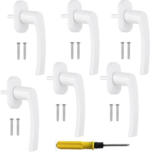 CNKHDZ 6 Pezzi Maniglie per Finestre in alluminio, Maniglie per Finestre in Alluminio Bianco Maniglia Porta Finestra Lunghezza 35 Mm Serratura per Battenti e a Vasistas Installazione Semplice