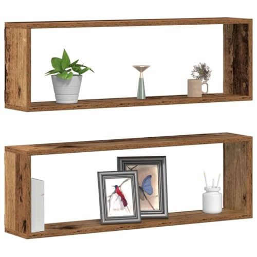 vidaXL Wandregale Wandhalterung 2 STK. Altholz 80 x 15 x 26 cm | Modernes Aussehen, das in jeden Raum passt, Nutzt den Platz an der Wand perfekt aus, Hergestellt aus stabilem Holzwerkstoff