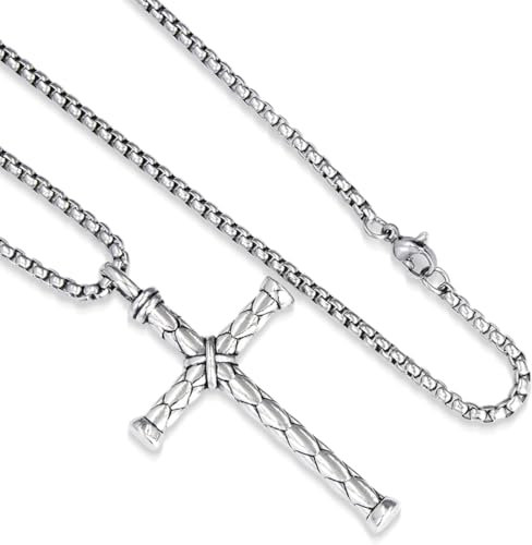 Kreuz Kette Herren, Kreuzkette Herren Kreuz Edelstahl Anhänger Kreuz Halskette Schwarz, Hip Hop Halskette, Gothic Schmuck Kreuz Halskette
