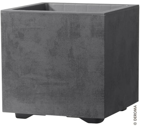 Deroma Millennium R Cube - Fioriera da Esterno e Interno Quadrata, Plastica | Vaso per Piante con Riserva d'Acqua, 39x39x39cm, Resistente al Gelo e ai Raggi UV, Antracite, Finitura Opaca, Made in Italy