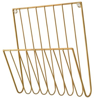 KESOTO Aktenhalter Zur Wandmontage, Zeitschriftenständer Aus Eisen, Vielseitiger Dekorativer Zeitungshalter, Post Organizer für Papiere, Dokumente, Broschüre, Gold