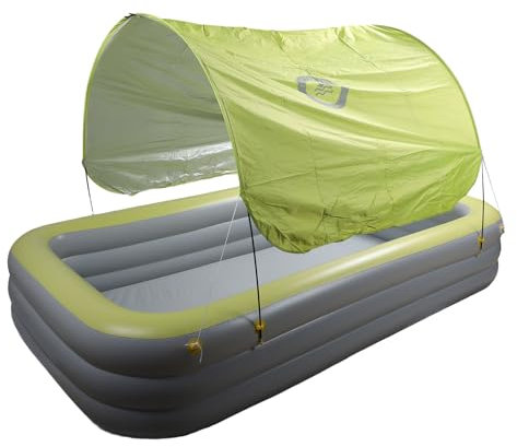 Ghzste Piscina hinchable verde engrosada divertida y segura de PVC con dosel - Diapositivas para uso doméstico 3 metros