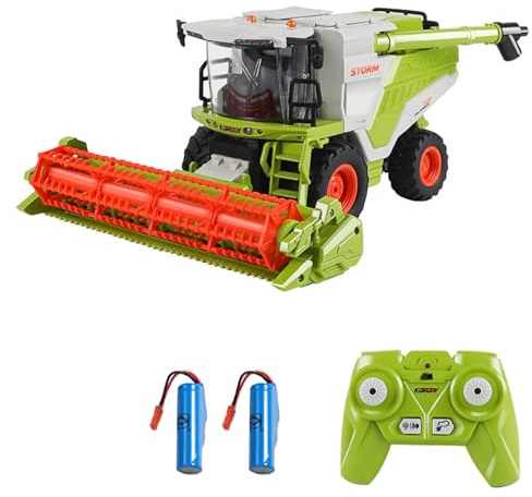 Aumotop Remote Control Harvester Toy Vibrant LED Sound Spray Farming Equipment for Kids Boys ABS Green 1:24 Scale 3 Rechargeable Batteries (A #-2)